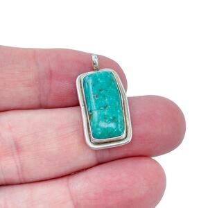 As-Is CRACKED Estate Sterling Silver 925 Turquoise Pendant
